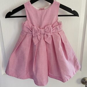 Janie and Jack Girls Pink Striped Dress with Bow 12-18 Months Special Occasion